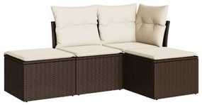 vidaXL 4 részes barna polyrattan kerti ülőgarnitúra párnákkal