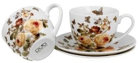 Porcelán virágos csésze + alj 270 ml 2 személyes dobozban Zahra
