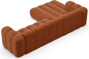 Téglavörös zsenília sarokkanapé (bal oldali-heverő résszel) Lupine – Micadoni