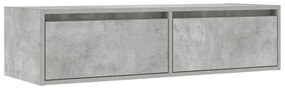 TV szekrény LED világítással beton szürke 100X35,5x25 cm