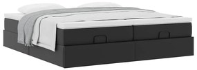 Ottomán ágykeret matracokkal Fekete 180x200cm műbőr