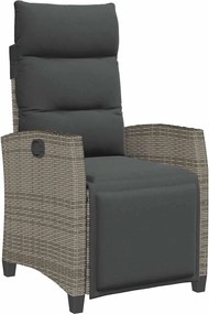 vidaXL szürke polyrattan fekvő kerti szék oldalsó asztallal