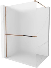 Mexen Kioto +, zuhany paraván polccal és törölközőtartóval 80 x 200 cm, 8 mm-es cukormázüveg, rózsa arany profil, 800-080-121-60-30