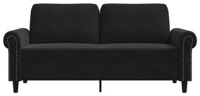 vidaXL kétszemélyes fekete bársony kanapé 140 cm