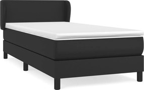 vidaXL fekete műbőr rugós ágy matraccal 90x190 cm