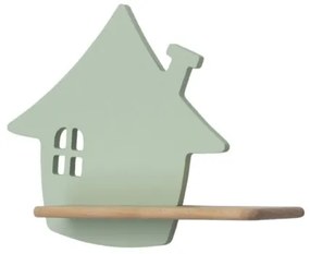 LED gyerekszoba falilámpa polccal HOUSE LED/4W/230V zöld/fa