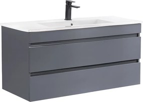 Cube 100 alsó fürdőszobabútor kerámia mosdóval 2 fiókos antracit szürke
