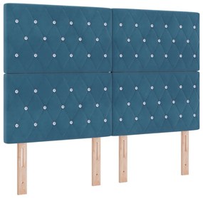 Boxspring Ágy Matrac E sötétkék 160x200 cm Bársony