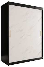 Ruhásszekrény 150 cm Marbelo T (matt fekete + fehér márvány). 1064542