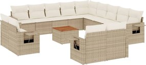 vidaXL 14 részes bézs polyrattan kerti ülőgarnitúra párnával