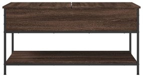 barna tölgy színű szerelt fa és fém dohányzóasztal 100x50x50 cm