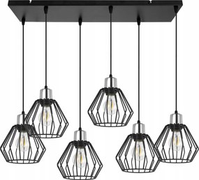 Mennyezeti Lámpa Függeszték Csillár Loft Díszléc Fekete Króm Modern Fém