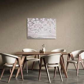 Kép - Virágok egy szürke tájon (üvegen) (70x50 cm)