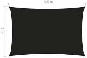 fekete téglalap alakú oxford-szövet napvitorla 2 x 4,5 m