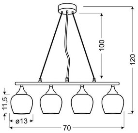 Csillár zsinóron SIRIUS 4xE27/60W/230V