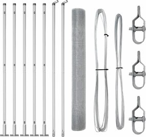 vidaXL Kerítésoszlop Ezüst 10 x 0,8 m (16 x 16 mm háló) Acél
