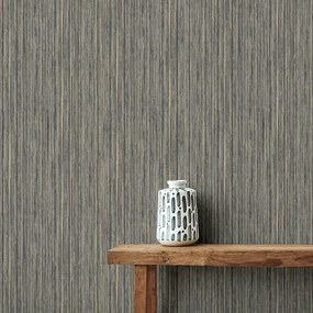 Arthouse Signature 2 Japandi Grasscloth arany-sötétkék csíkos texturált vinyl tapéta – 297407