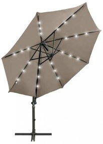 tópszínű konzolos napernyő rúddal és LED-fényekkel 300 cm