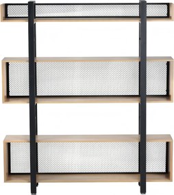 3 polcos polcállvány, tölgy/fekete, KILIS NEW TYP 4