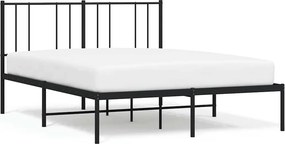 vidaXL fekete fém ágykeret fejtámlával 140 x 190 cm