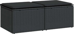 vidaXL 2 részes fekete polyrattan akácfa kerti ülőgarnitúra párnával