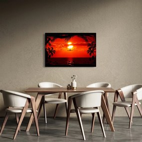 Kép - naplemente repülőgéppel (90x60 cm)