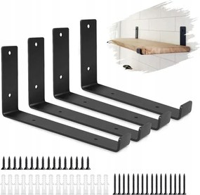 Whatwears 4db polctartó fekete 25 cm nagy teherbírású