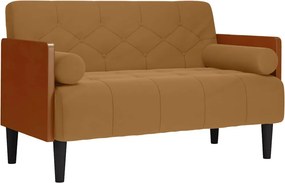 vidaXL barna bársony loveseat kanapé párnákkal 110 cm