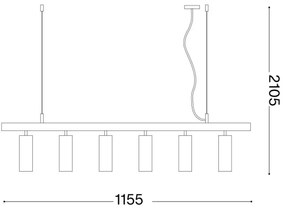 Ideal Lux - LED Csillár zsinóron DYNAMITE 6xGU10/7W/230V fekete