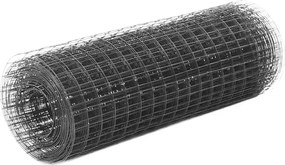 vidaXL szürke PVC-bevonatú acél csirkeháló drótkerítés 10 x 0,5 m
