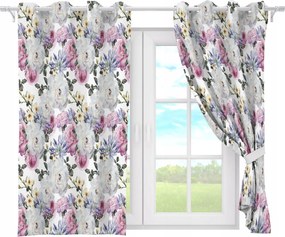 Függöny Kész Átvezetők Rövid 140x160 Átvezető Függöny Virágok 010