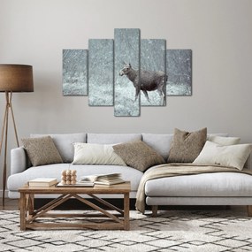 Kép - jávorszarvas egy hóval borított erdőben (150x105 cm)