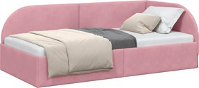 vidaXL Sarokágy keret fejtámlával Rózsaszín 80 cm x 200 cm Bársony