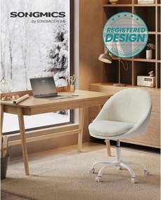 Otthoni irodai szék, sminkszék sherpa anyagból, cappuccino bézs–felhőfehér színben