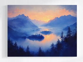 Vászonkép Canvas Tájkép Magas Hegyek Erdő Tó Sziget Kastély 80x60