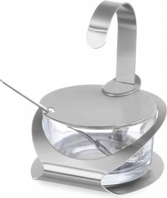 Cukortartó Acél Üveg Cukrászda Hendi Vendéglátóipari Kanállal