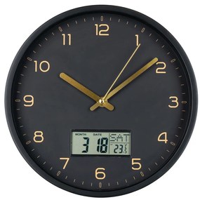 Amiens falióra digitális kijelzővel, műanyag, fekete, hangtalan, 25 cm