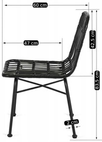 Fekete Rattan Étkezőszék. WALDI
