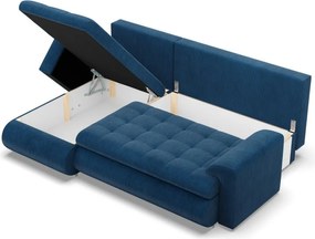 Tokio sarokkanapé, 2 ágyneműtartóval, kordbársony, baloldali, kék