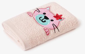 Goldea gyermek frottír törölköző - cicuka világos rózsaszínen 30 x 50 cm