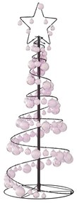 meleg fehér LED karácsonyfa gömbökkel 80 LED 120 cm