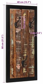 kabátállvány többszínű 40x2x80 cm tömörfa, újrahasznosított fa