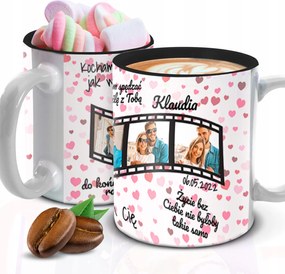 Bögre 300ml Fekete Belső Ajándék Pároknak Saját Képek Valentin nap