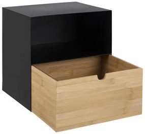 Fekete/bambusz BEKIM éjjeli szekrény, falra szerelhető opciónál