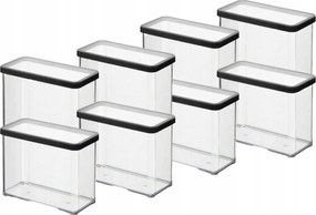 Rotho 8 Db-os Ételtároló Szett Ömlesztett Árukhoz 2,1L Fekete Loft