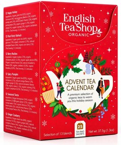 ENGLISH TEA SHOP bio tea válogatás, adventi kalendárium, piros 25 filter / 13 íz