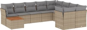 vidaXL 10 részes vegyes bézs polyrattan kerti ülőgarnitúra párnákkal