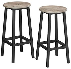 2 db-os bárszék szett, magas konyhai székek, szürkés bézs és fekete