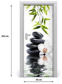 Poszter tapéta ajtóra Orchidea és kövek 75x205 cm