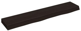 sötétbarna kezelt tömör tölgyfa fali polc 100x20x6 cm